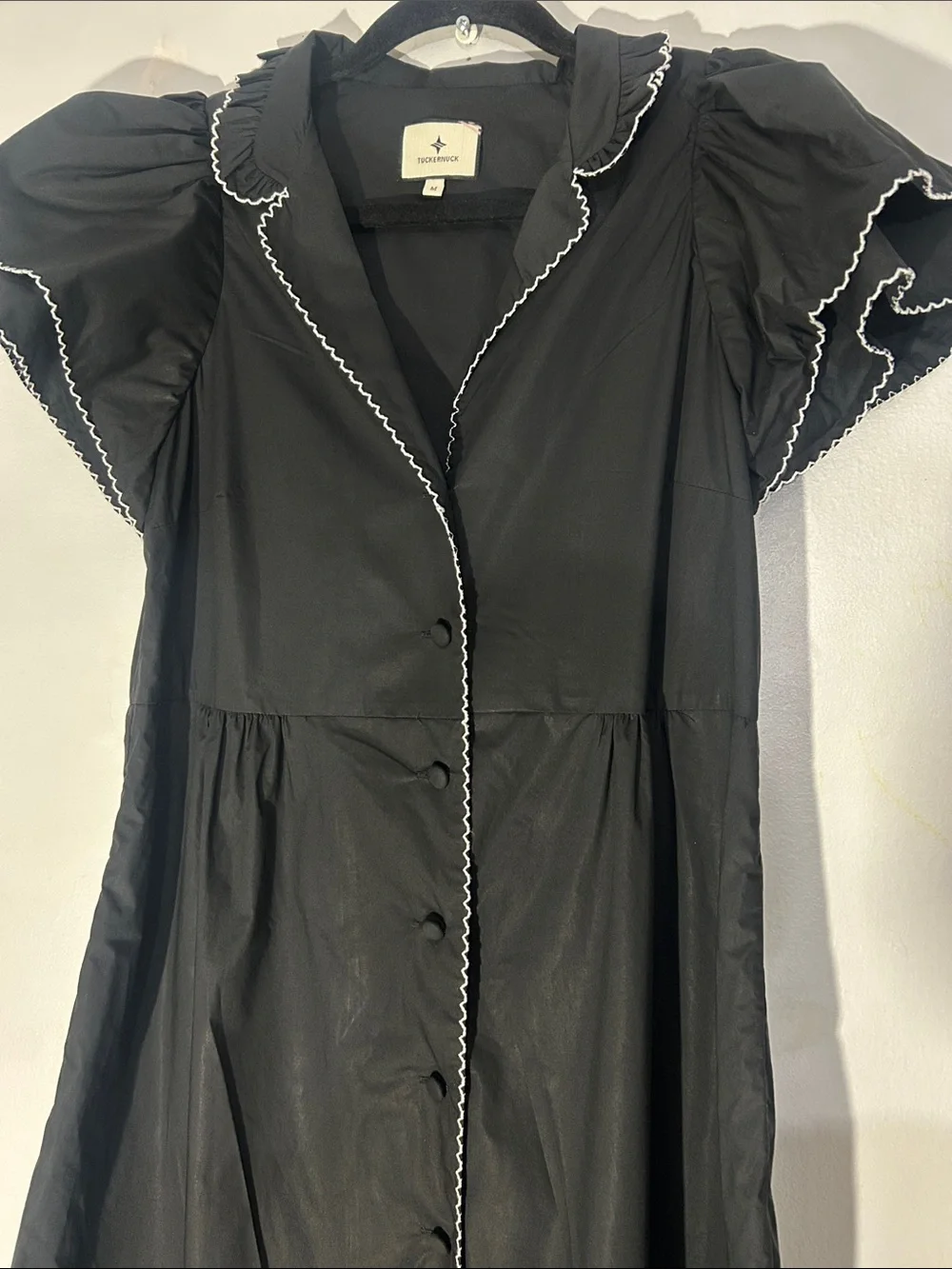 Tuckernuck Black Alice  Midi Dress with Contrast Piping size medium - Picture 9 of 9
